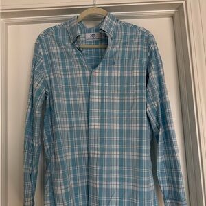 Southern Tide Aqua Plaid Shirt